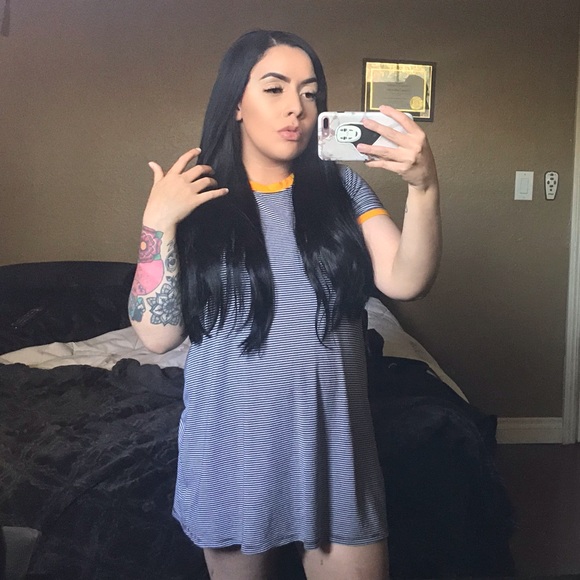 Forever 21 Black + White Striped Dress - Picture 1 of 2